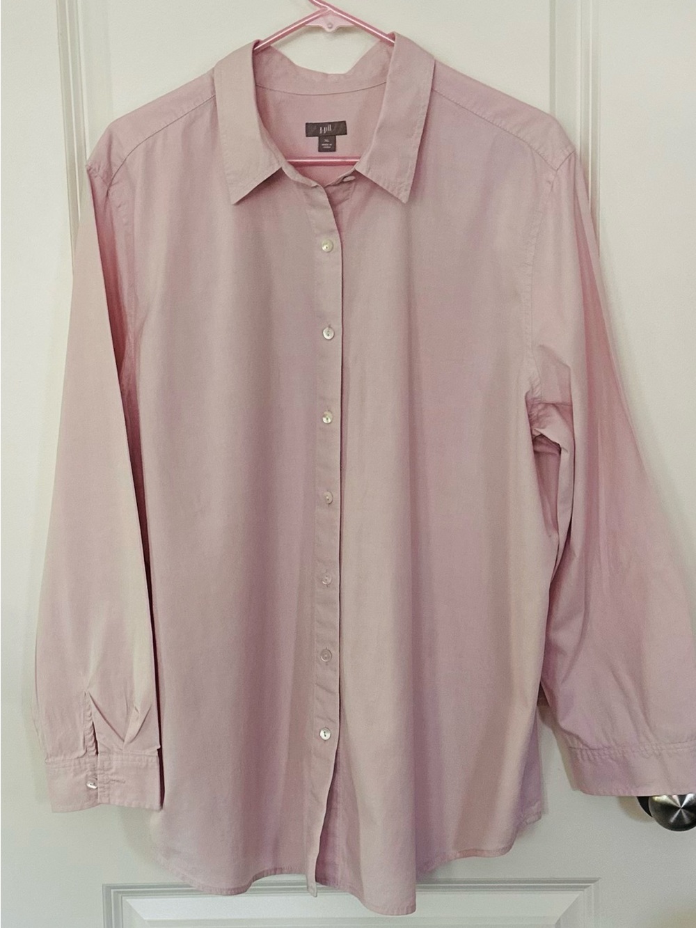 J. Jill Soft Light Pink Oversized 100% Cotton Button-Down Shirt - XL